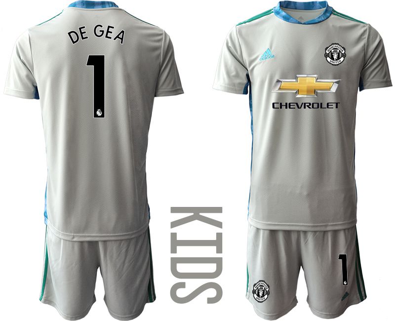 Youth 2020-2021 club Manchester United gray goalkeeper #1 Soccer Jerseys